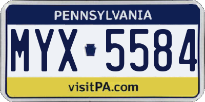 PA license plate MYX5584