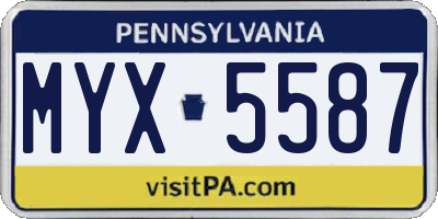 PA license plate MYX5587