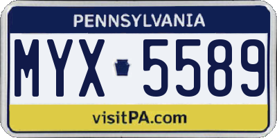 PA license plate MYX5589