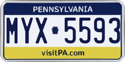 PA license plate MYX5593
