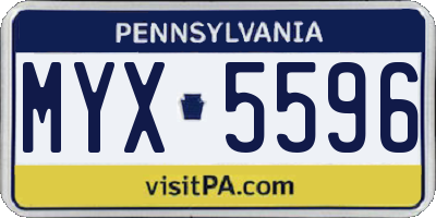 PA license plate MYX5596