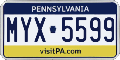 PA license plate MYX5599