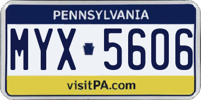 PA license plate MYX5606