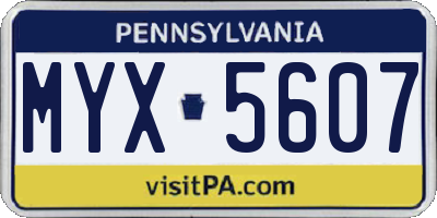 PA license plate MYX5607