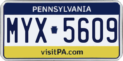 PA license plate MYX5609
