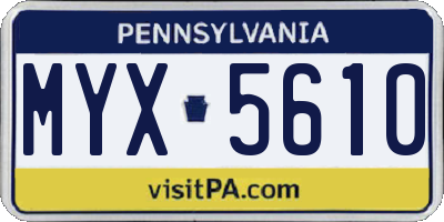 PA license plate MYX5610