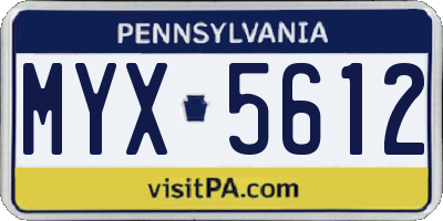 PA license plate MYX5612