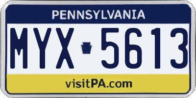 PA license plate MYX5613