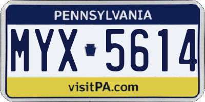 PA license plate MYX5614