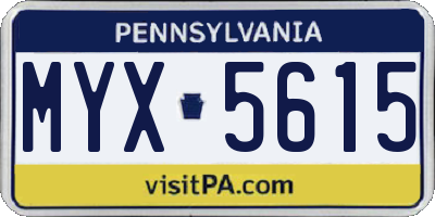 PA license plate MYX5615