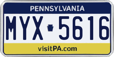 PA license plate MYX5616