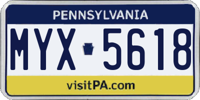 PA license plate MYX5618