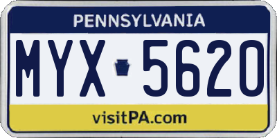 PA license plate MYX5620
