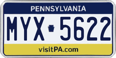PA license plate MYX5622
