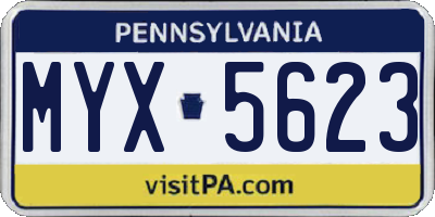 PA license plate MYX5623