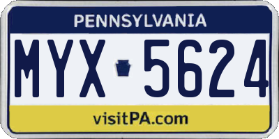 PA license plate MYX5624