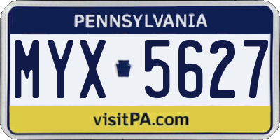 PA license plate MYX5627