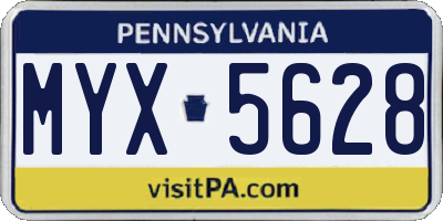 PA license plate MYX5628