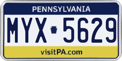 PA license plate MYX5629