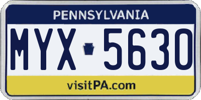 PA license plate MYX5630