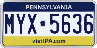 PA license plate MYX5636