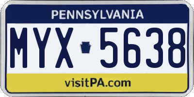 PA license plate MYX5638