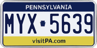 PA license plate MYX5639