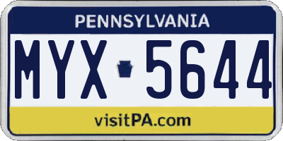 PA license plate MYX5644