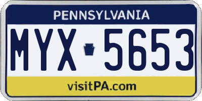 PA license plate MYX5653