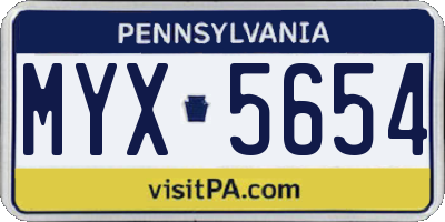 PA license plate MYX5654