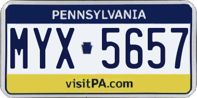 PA license plate MYX5657