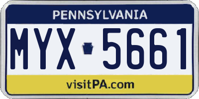 PA license plate MYX5661
