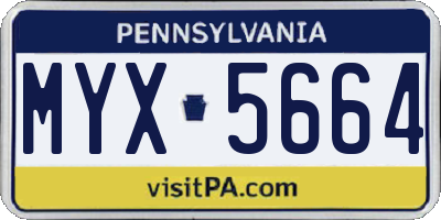 PA license plate MYX5664
