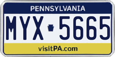 PA license plate MYX5665