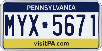 PA license plate MYX5671
