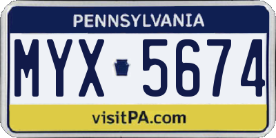 PA license plate MYX5674