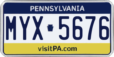 PA license plate MYX5676