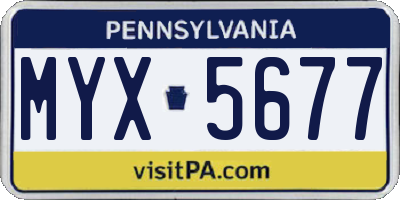 PA license plate MYX5677