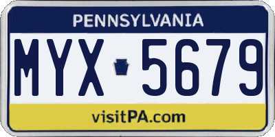 PA license plate MYX5679