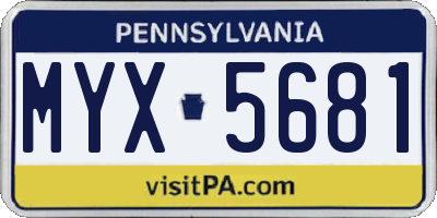 PA license plate MYX5681