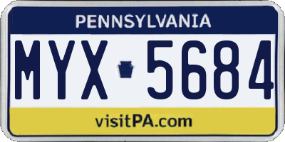PA license plate MYX5684