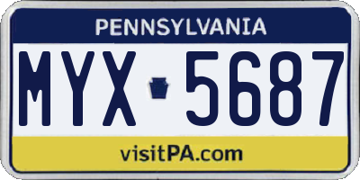 PA license plate MYX5687