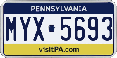PA license plate MYX5693
