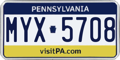 PA license plate MYX5708