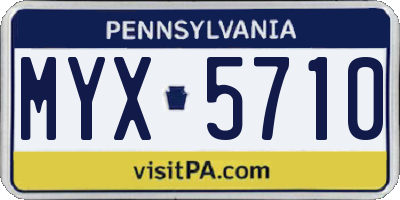 PA license plate MYX5710