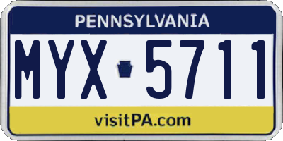 PA license plate MYX5711