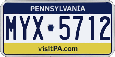 PA license plate MYX5712