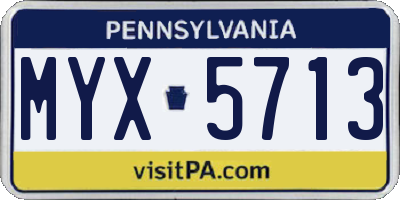 PA license plate MYX5713