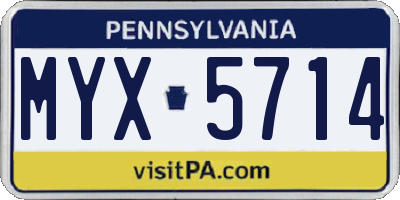 PA license plate MYX5714