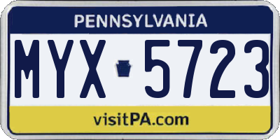 PA license plate MYX5723